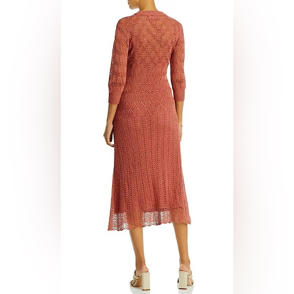 Aqua NWT Beautiful Rose Clay 3/4 Sleeve Crochet Midi Dress **Size S** 🌹🌹 - Picture 2 of 8